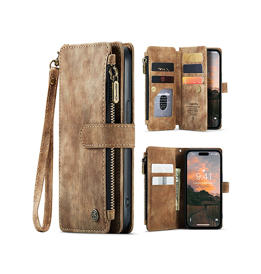 Iphone 14 Pro Max Caseme Trade  Multifunktionel Læder Etui   Pung Brun