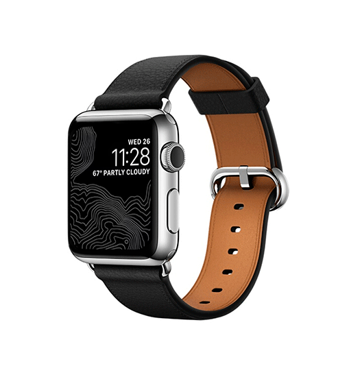 Apple Watch  42 44   45 46 49mm  Deluxe Trade  Classic Læder Rem Black