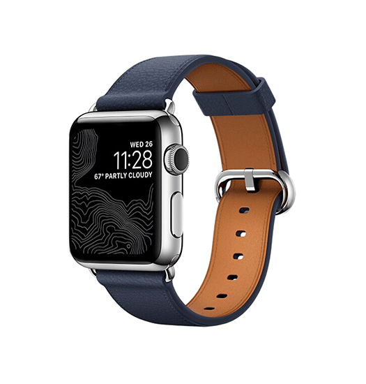 Apple Watch  38 40   41 42mm  Deluxe Trade  Classic Læder Rem Navy