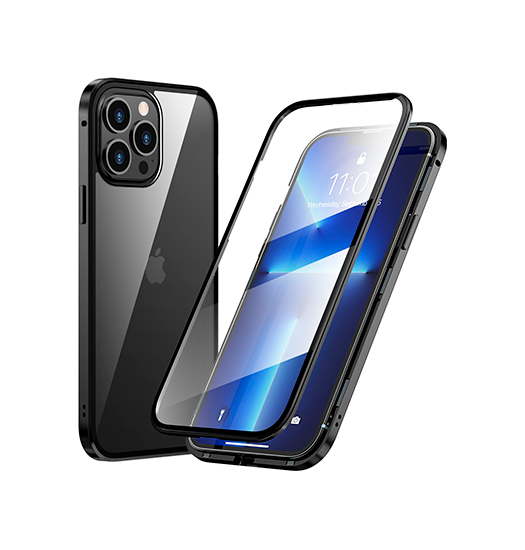Iphone 15 Pro Max Magguard Trade  360 Magnetisk Cover    Hærdet Glas Sort