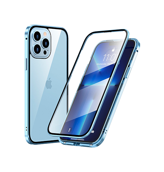 Iphone 14 Pro Magguard Trade 360 Magnetisk Cover Hærdet Glas Sierra Blue