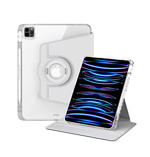 Ipad Pro 12   Quot   2022 2021  Akrylisk 360  Cover    Stander Lysegrå