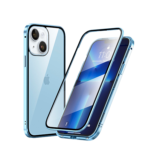 Iphone 14 Plus Magguard Trade  360 Magnetisk Cover    Hærdet Glas Sierra Blue