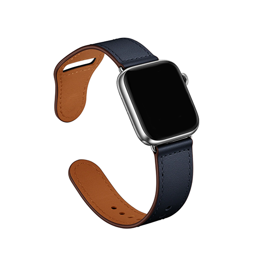 Apple Watch  38 40   41 42mm  Finesse ægte Læder Rem Navy