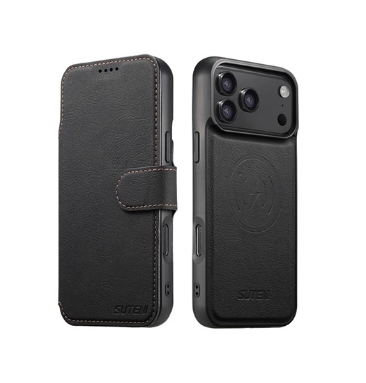 Iphone 17 Pro Suteni   - -  Læder Cover    Magsafe Sort