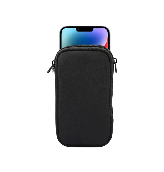 Iphone 14 Plus Simple Nylon Sleeve Etui    Lynlås Jet Black