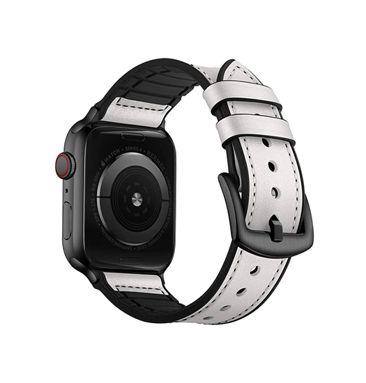 Apple Watch 42 44 45 46 49mm Milano Vegan Læder Rem Hvid