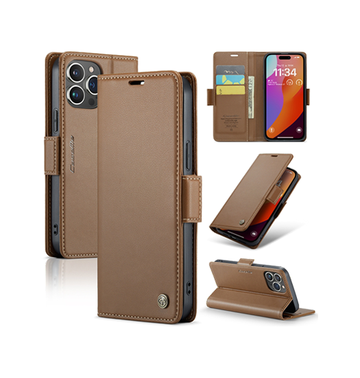 Iphone 15 Pro Caseme Trade  Neo Læder Cover   Pung Brun