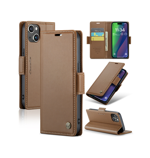 Iphone 15 Caseme Trade  Neo Læder Cover   Pung Brun