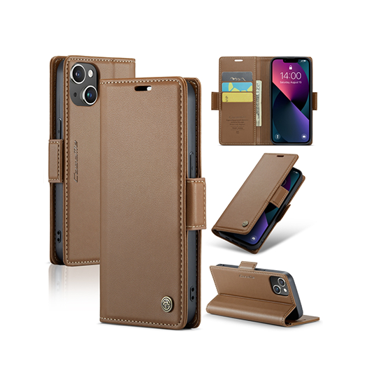 Iphone 14 Caseme Trade Neo Læder Cover Pung Brun