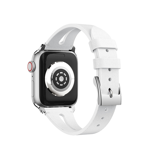 Apple Watch  38 40   41 42mm  Deluxe Trade   -shape Læder Rem Hvid