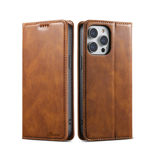 Iphone 12 Pro Max Suteni  Heritage Oil Læder Flipcover Brun