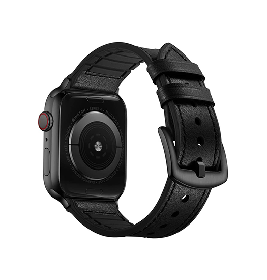 Apple Watch 38 40 41 42mm Milano Vegan Læder Rem Sort