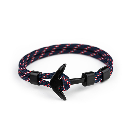Deluxe Trade Nylon Anker Armbånd Onesize Sort Blå Mix