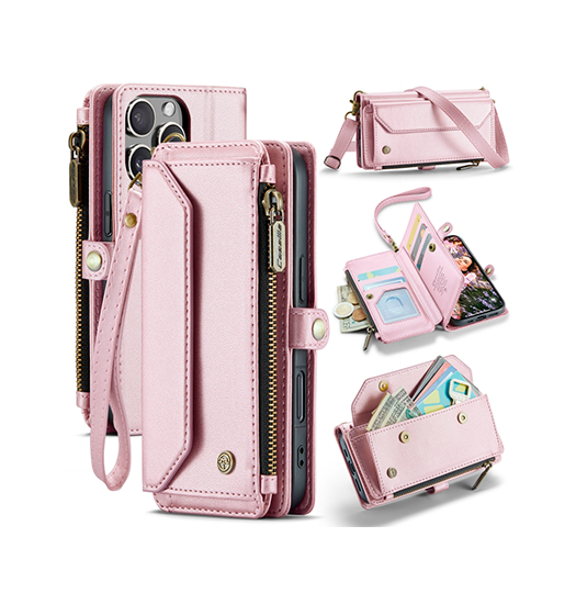 Iphone 16 Pro Caseme Trade  Rfid Læder Taske   Etui    Pung Pink