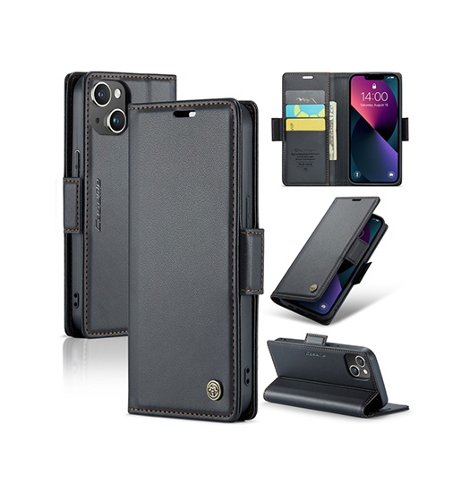 Iphone 14 Plus Caseme Trade  Neo Læder Cover   Pung Sort