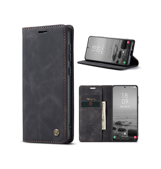 Samsung Galaxy S23 Caseme Trade  Noble Læder Etui   Pung Sort