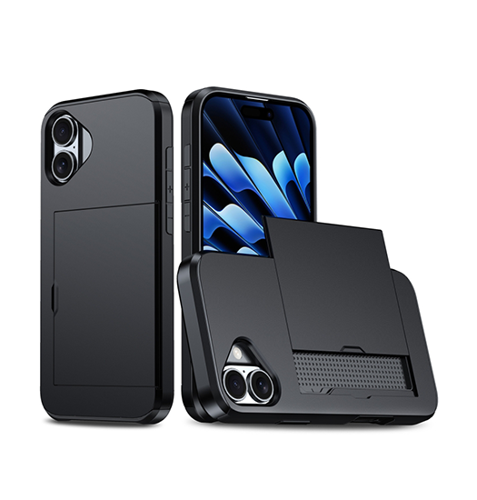 Iphone 16 Plus Deluxe Trade  Håndværker Cover    Kortholder Sort