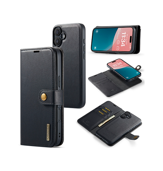 Iphone 16   Ming Trade  Vintage  - -  Læder Etui    Cover Sort