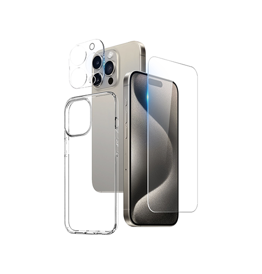 Iphone 15 Pro  - -  Beskyttelsesæt Cover   Beskyttelsesglas