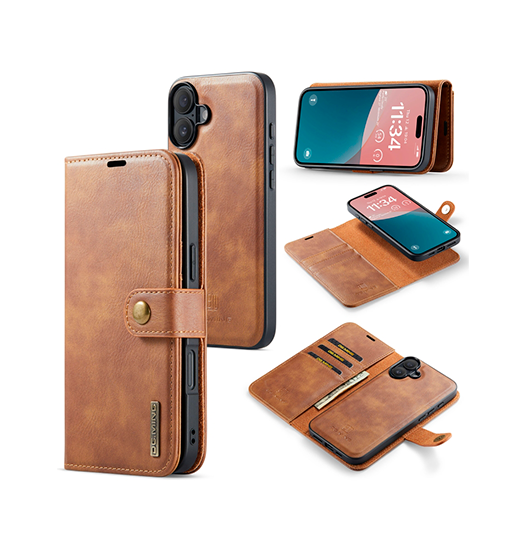 Iphone 16   Ming Trade  Vintage  - -  Læder Etui    Cover Brun