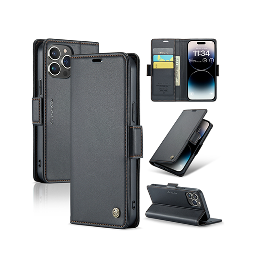 Iphone 14 Pro Max- Caseme Trade Neo Læder Cover Pung Sort