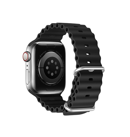 Apple Watch  42 44   45 46 49mm  Dux Ducis  Wave Silikone Rem Sort
