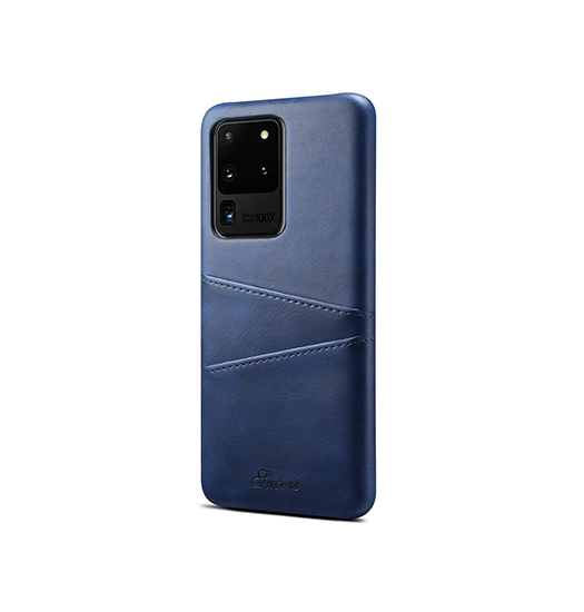 Samsung Galaxy S20 Ultra   Design Læder Bagcover Blå