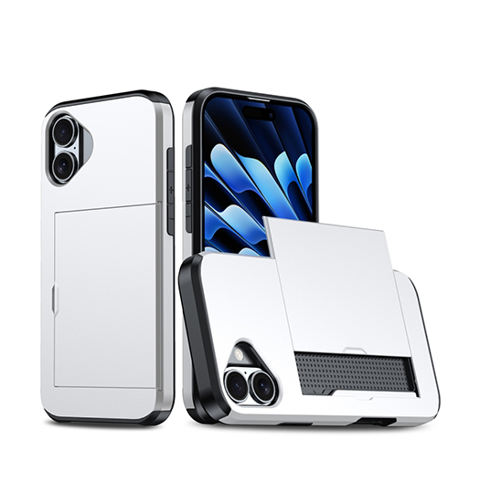 Iphone 16 Deluxe Trade  Håndværker Cover    Kortholder Sølv