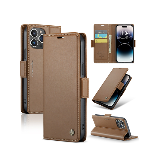 Iphone 14 Pro Max Caseme Trade Neo Læder Cover Pung Brun