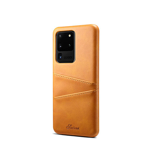 Samsung Galaxy S20 Ultra   Design Læder Bagcover Lysebrun