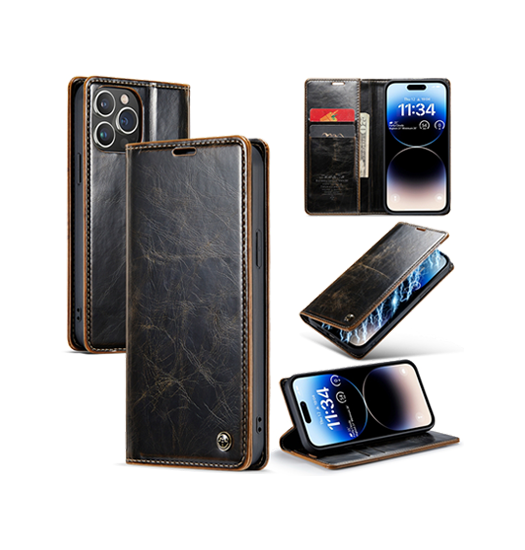 Iphone 15 Pro Caseme Trade  Oil Wax Læder Flipcover Coffee