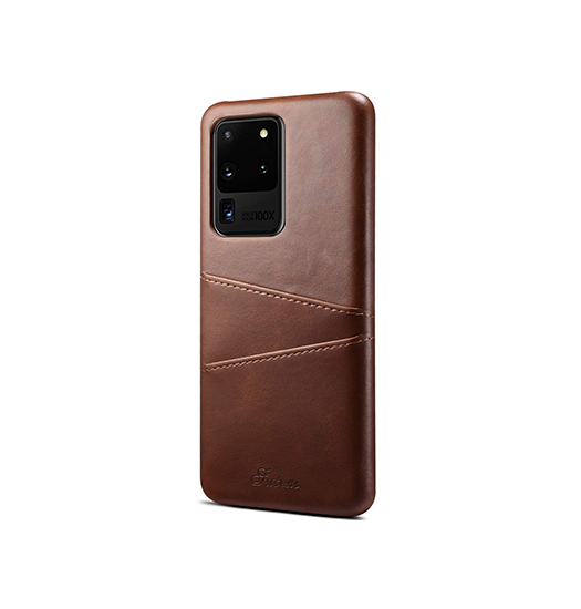 Samsung Galaxy S20 Ultra   Design Læder Bagcover Brun