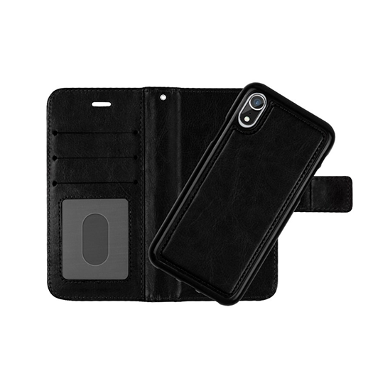 Iphone   Vintage  - -  Læder Etui    Aftageligt Cover Sort Grå