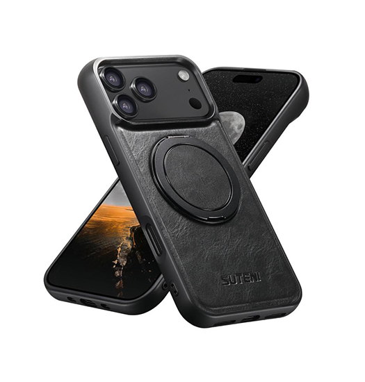 Iphone 17 Pro Suteni  360  Vegan-læder Cover    Magsafe Sort