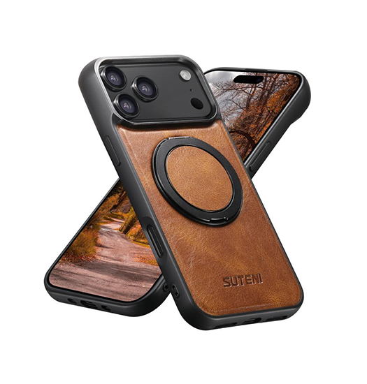Iphone 17 Pro Suteni  360  Vegan-læder Cover    Magsafe  Brun