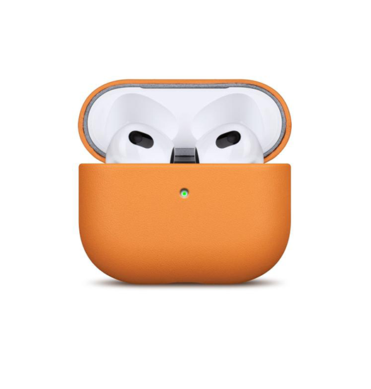 Airpods     ægte Læder Cover Full-grain Orange