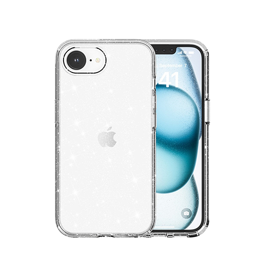 Iphone 17e   16e Delx Trade  Glitter Silikone Cover Sølv