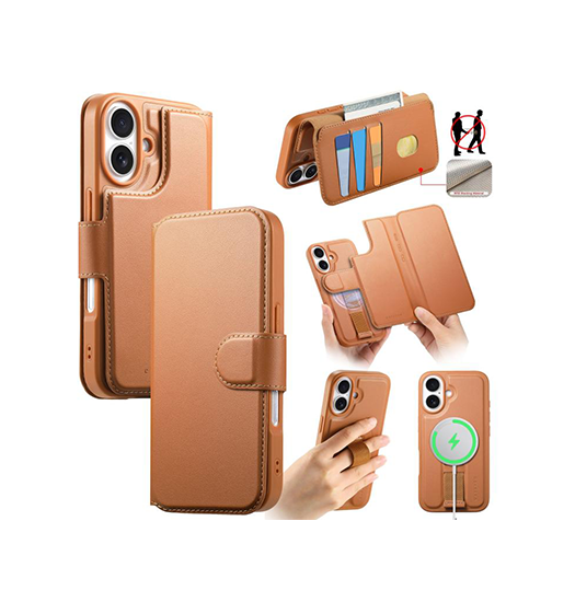 Iphone 17 Caseneo Trade   - -  Magsafe Læder Cover    Kortholder Brun