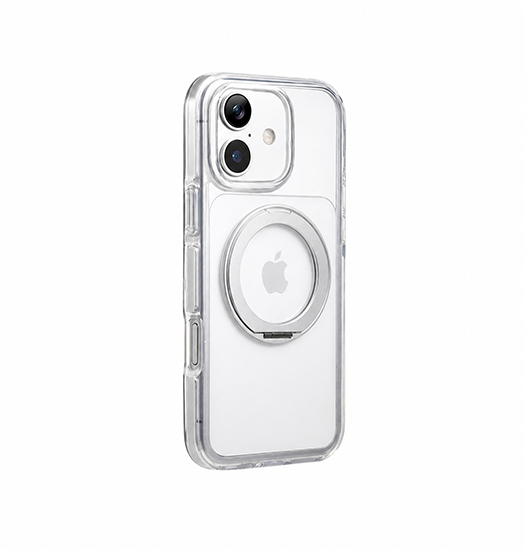 Iphone 17 Magsafe Silikone Cover    Ring Holder Sølv