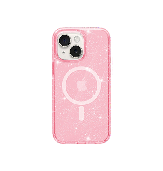 Iphone 15 Plus Delx Trade  Glitter Silikone Cover    Magsafe Pink