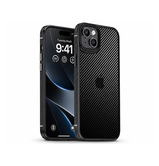Iphone 15 Ipaky Trade  Full Carbon Stødsikkert Cover Sort
