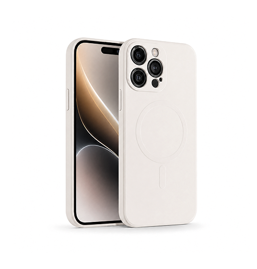 Iphone 14 Pro Magnetisk Silikone Cover Magsafe Beige