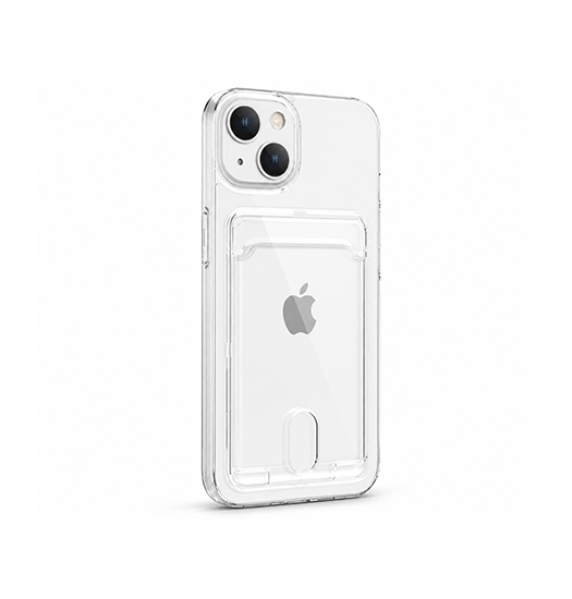 Iphone 15 Delx Trade  Silikone Cover Med Kortholder Gennemsigtig