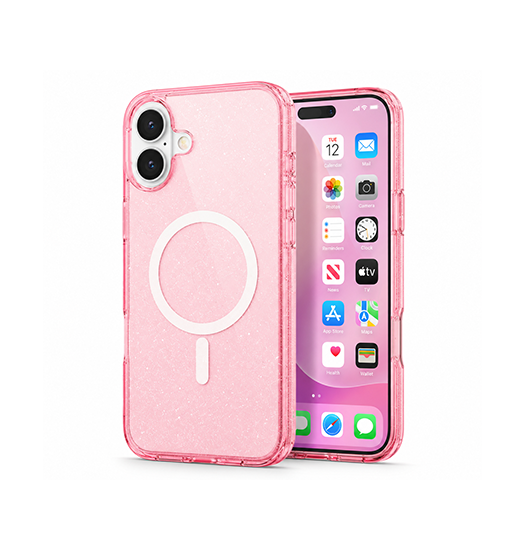 Iphone 16 Delx Trade  Glitter Silikone Cover    Magsafe Pink