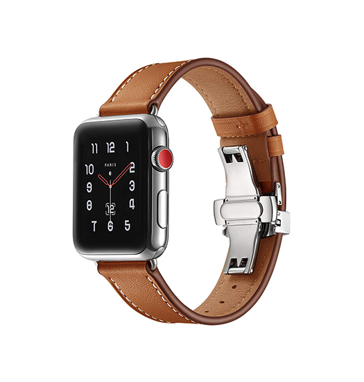 Apple Watch  38 40   41 42mm  Box-  Kalveskinds Læder Rem Brun