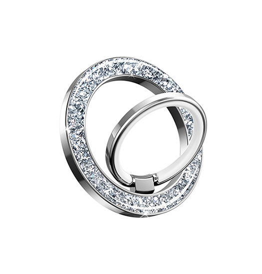 Diamant Mobil Finger Ring Stander Holder Magsafe Kompatibel Sølv