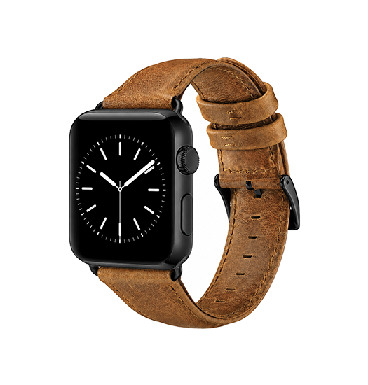 Apple Watch 38 40 41 42mm Icecase Trade Retro ægte Læder Urrem Lysebrun