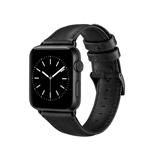 Apple Watch  38 40   41 42mm  Icecase Trade  Retro ægte Læder Urrem Sort