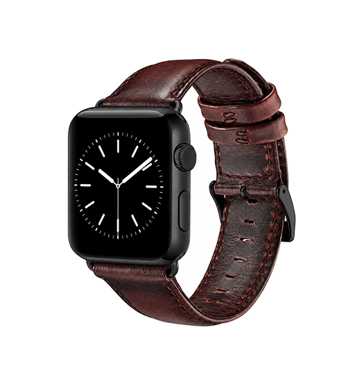 Apple Watch 38 40 41 42mm Icecase Trade Retro ægte Læder Urrem Mørkebrun